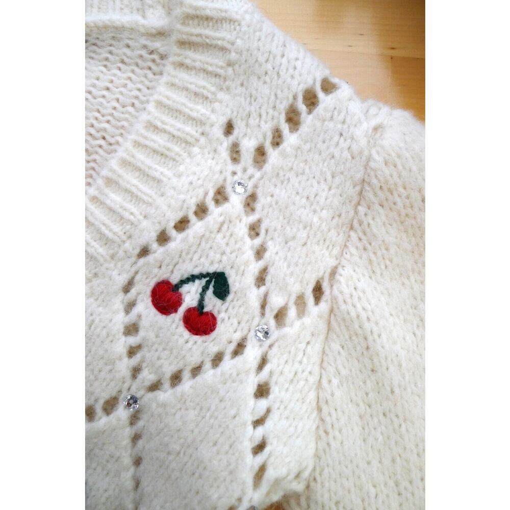 ALESSANDRA RICH ITALY Fruit Alpaca Blend Cardigan Sweater YOOX 40 S NWT $1380 - Picture 7 of 16